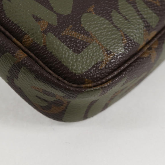 LOUIS VUITTON Graffiti Pochette Accessoires Pouch Khaki M92191 Auth 123438V