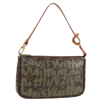 LOUIS VUITTON Graffiti Pochette Accessoires Pouch Khaki M92191 Auth 123438SAV