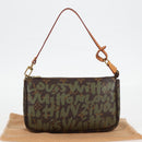 LOUIS VUITTON Graffiti Pochette Accessoires Pouch Khaki M92191 Auth 123438V-12