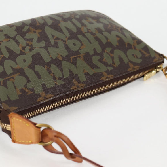 LOUIS VUITTON Graffiti Pochette Accessoires Pouch Khaki M92191 Auth 123438V