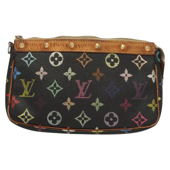 LOUIS VUITTON Monogram Multicolor Pochette Accessoires Black M92648 Auth 123447