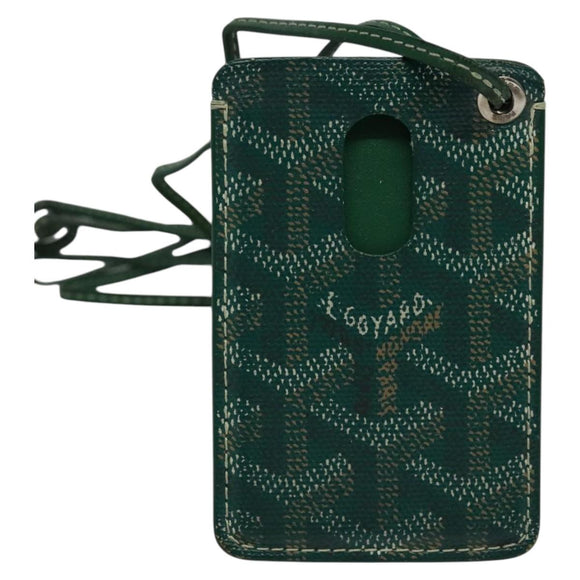 GOYARD Herringbone Pass Case PVC Leather Green Auth 123464
