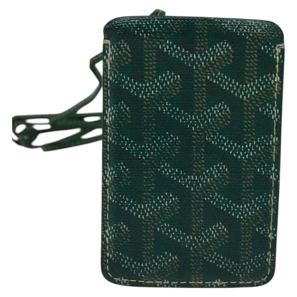 GOYARD Herringbone Pass Case PVC Leather Green Auth 123464