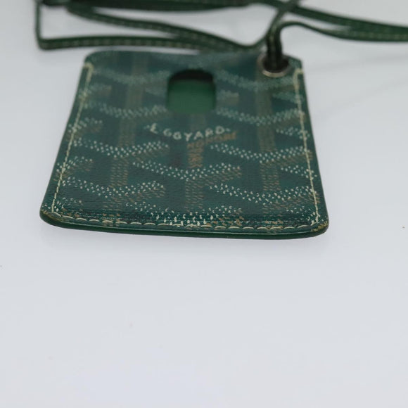 GOYARD Herringbone Pass Case PVC Leather Green Auth 123464