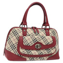 BURBERRY Nova Check Hand Bag Canvas Beige Auth 123491-1