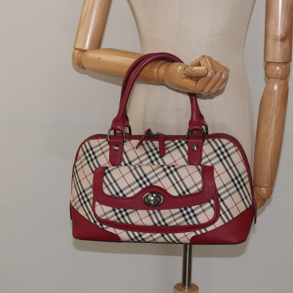 BURBERRY Nova Check Hand Bag Canvas Beige Auth 123491