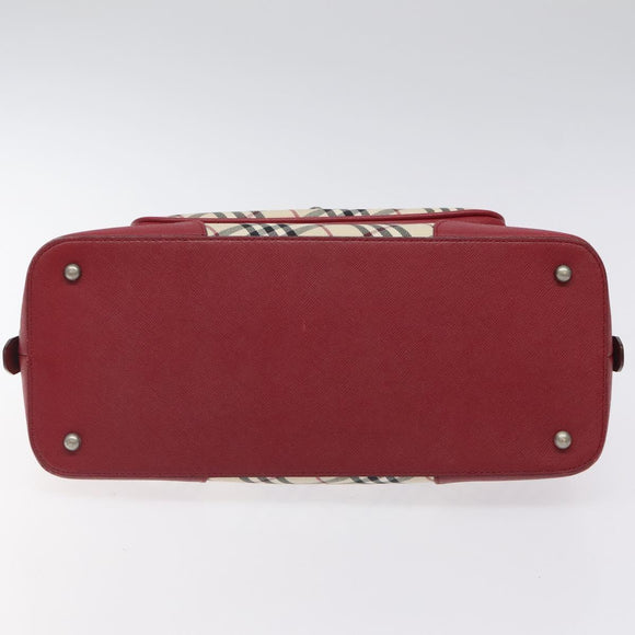 BURBERRY Nova Check Hand Bag Canvas Beige Auth 123491