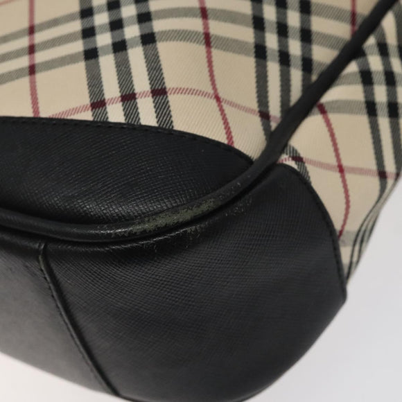 BURBERRY Nova Check Shoulder Bag Canvas Beige Silver Auth 123493