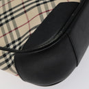BURBERRY Nova Check Shoulder Bag Canvas Beige Silver Auth 123493-14