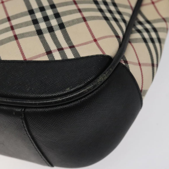BURBERRY Nova Check Shoulder Bag Canvas Beige Silver Auth 123493