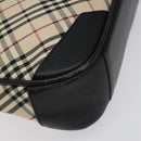 BURBERRY Nova Check Shoulder Bag Canvas Beige Silver Auth 123493-16