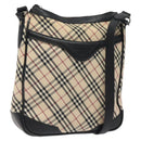 BURBERRY Nova Check Shoulder Bag Canvas Beige Silver Auth 123493-1