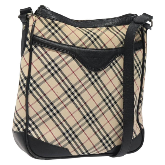 BURBERRY Nova Check Shoulder Bag Canvas Beige Silver Auth 123493