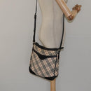 BURBERRY Nova Check Shoulder Bag Canvas Beige Silver Auth 123493-22