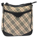 BURBERRY Nova Check Shoulder Bag Canvas Beige Silver Auth 123493-13