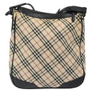 BURBERRY Nova Check Shoulder Bag Canvas Beige Silver Auth 123493-2
