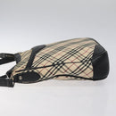 BURBERRY Nova Check Shoulder Bag Canvas Beige Silver Auth 123493-4