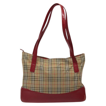 BURBERRY Nova Check Tote Bag Canvas Beige Gold Auth 123494 - 0