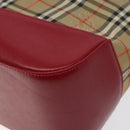 BURBERRY Nova Check Hand Bag Canvas Beige Gold Auth 123495-9