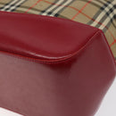 BURBERRY Nova Check Hand Bag Canvas Beige Gold Auth 123495-15