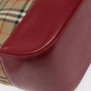 BURBERRY Nova Check Hand Bag Canvas Beige Gold Auth 123495-16