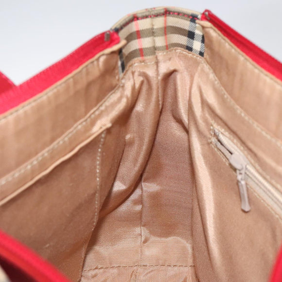 BURBERRY Nova Check Hand Bag Canvas Beige Gold Auth 123495