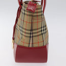 BURBERRY Nova Check Hand Bag Canvas Beige Gold Auth 123495-4