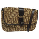 Christian Dior Trotter Canvas Shoulder Bag Brown Gold Auth 123499-1