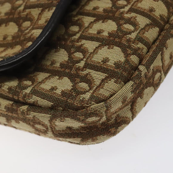Christian Dior Trotter Canvas Shoulder Bag Brown Gold Auth 123499