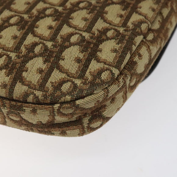 Christian Dior Trotter Canvas Shoulder Bag Brown Gold Auth 123499