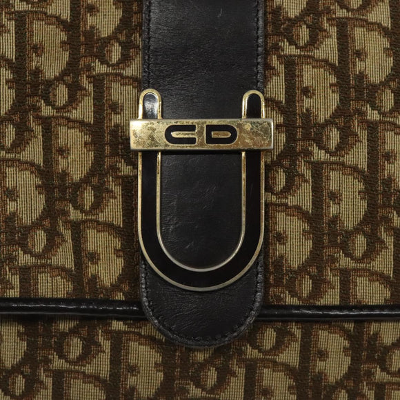 Christian Dior Trotter Canvas Shoulder Bag Brown Gold Auth 123499