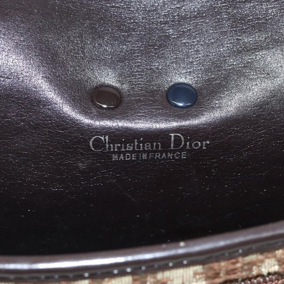 Christian Dior Trotter Canvas Shoulder Bag Brown Gold Auth 123499