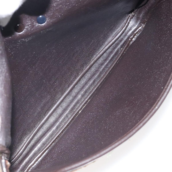 Christian Dior Trotter Canvas Shoulder Bag Brown Gold Auth 123499