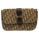 Christian Dior Trotter Canvas Shoulder Bag Brown Gold Auth 123499-13