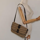 Christian Dior Trotter Canvas Shoulder Bag Brown Gold Auth 123499-21