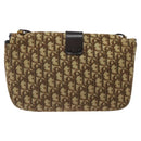 Christian Dior Trotter Canvas Shoulder Bag Brown Gold Auth 123499-2