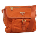 PRADA Shoulder Bag Nylon Orange Gold Auth 123505-1