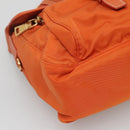 PRADA Shoulder Bag Nylon Orange Gold Auth 123505-16