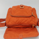 PRADA Shoulder Bag Nylon Orange Gold Auth 123505-9