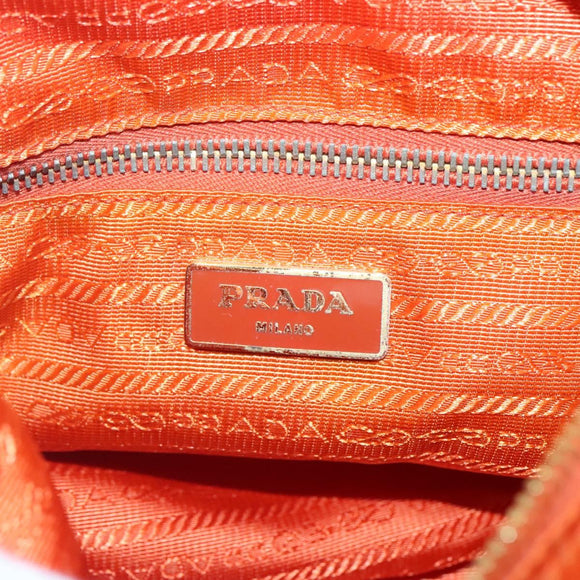 PRADA Shoulder Bag Nylon Orange Gold Auth 123505