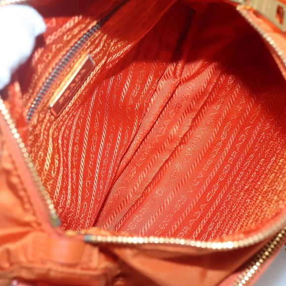 PRADA Shoulder Bag Nylon Orange Gold Auth 123505