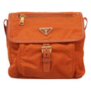 PRADA Shoulder Bag Nylon Orange Gold Auth 123505-13