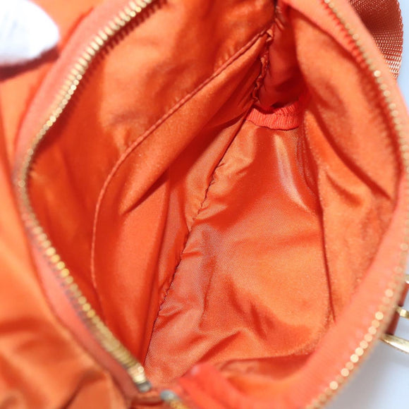 PRADA Shoulder Bag Nylon Orange Gold Auth 123505