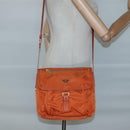 PRADA Shoulder Bag Nylon Orange Gold Auth 123505-27