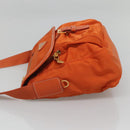 PRADA Shoulder Bag Nylon Orange Gold Auth 123505-4