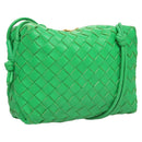 BOTTEGA VENETA INTRECCIATO Shoulder Bag Leather Green Gold Auth 123508-1
