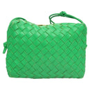 BOTTEGA VENETA INTRECCIATO Shoulder Bag Leather Green Gold Auth 123508-13