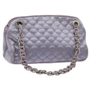 BALLY Chain Hand Bag Satin Purple Silver Auth 123509-1
