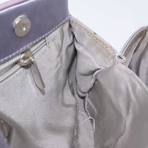 BALLY Chain Hand Bag Satin Purple Silver Auth 123509