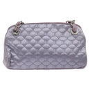 BALLY Chain Hand Bag Satin Purple Silver Auth 123509-13